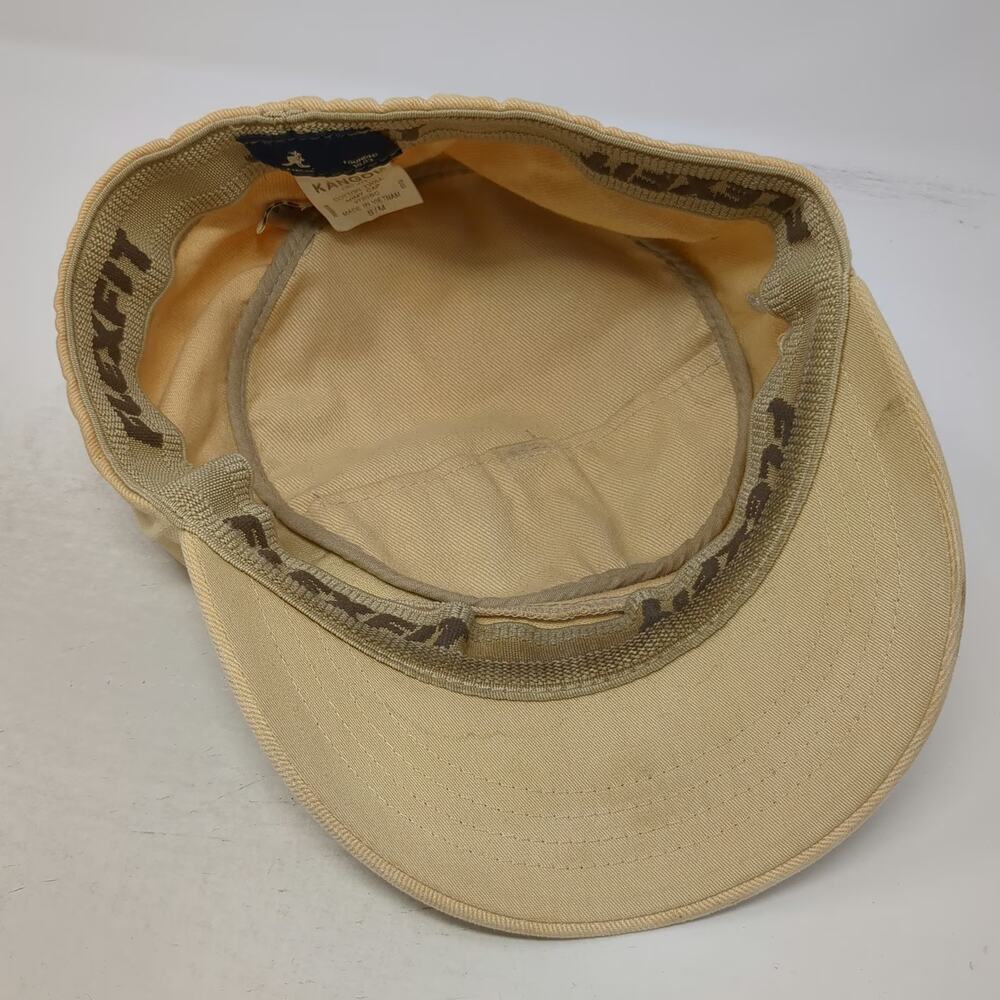 Kangol Baseball Cap Beige Hat M Flexfit Cotton Twill Army Cadet Style Logo - Picture 7 of 9